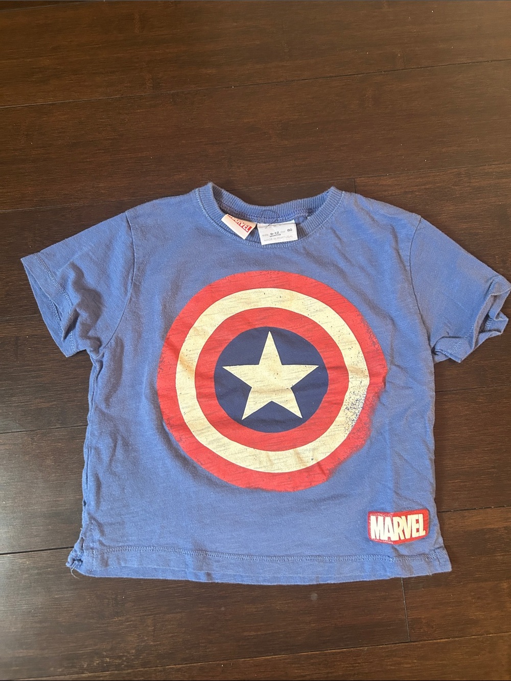 Marvel Blue Kids Tee with Captain America Shield
